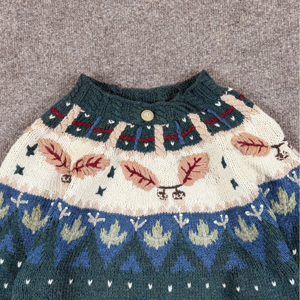 Vintage Wool Blend Nordic Fair Isle Fall Leaves Winter Pullover Sweater Womens M - Picture 3 of 10